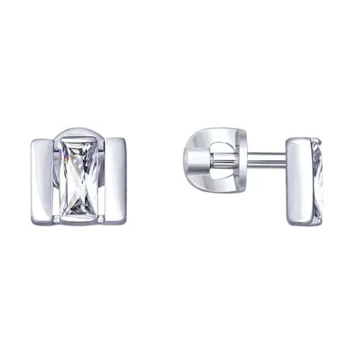 Серьги из серебра с фианитами