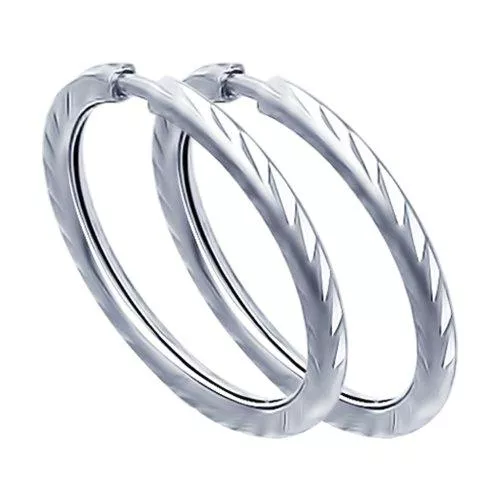 Серьги конго из серебра с алмазной гранью