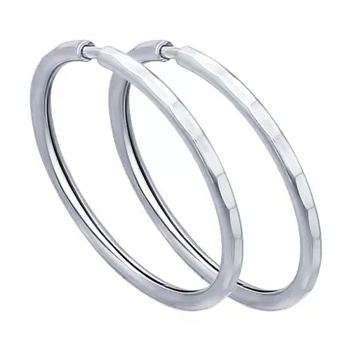 Серьги конго из серебра с алмазной гранью