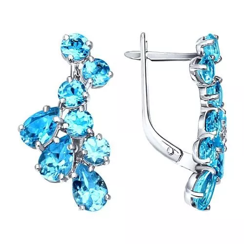 Серьги из серебра с топазами