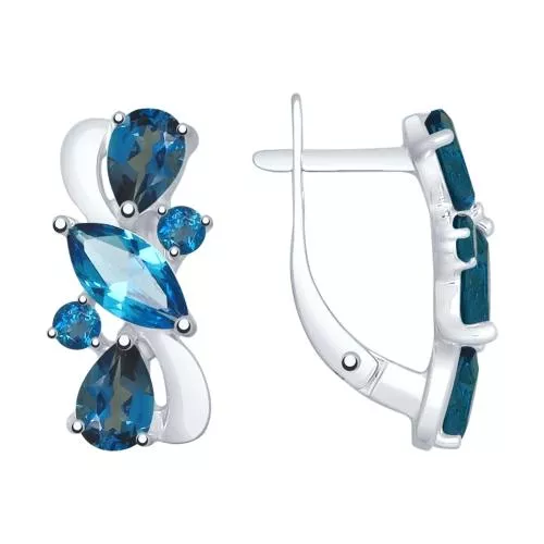 Серьги из серебра с синими топазами