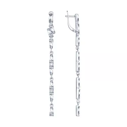 Серьги из серебра с фианитами