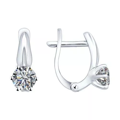 Серьги из серебра с фианитами