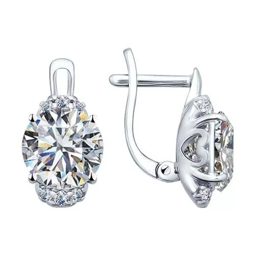 Серьги из серебра с фианитами