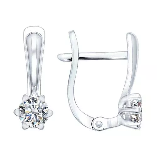 Серьги из серебра с фианитами