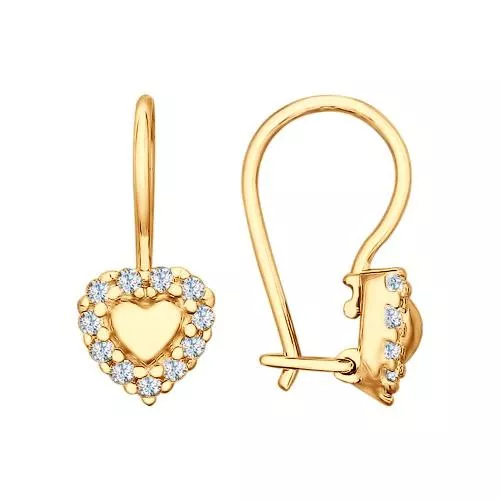 Серьги из золочёного серебра с фианитами