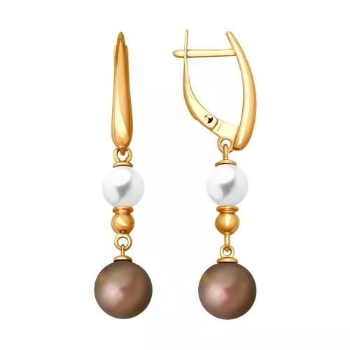 Серьги из золочёного серебра с жемчугом Swarovski