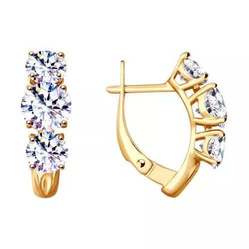 Серьги из золочёного серебра с фианитами