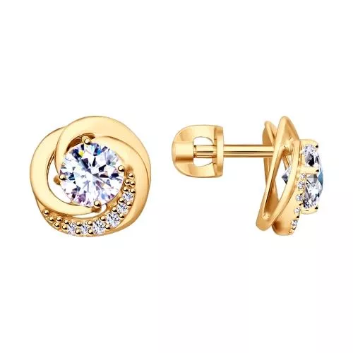 Серьги из золочёного серебра с фианитами