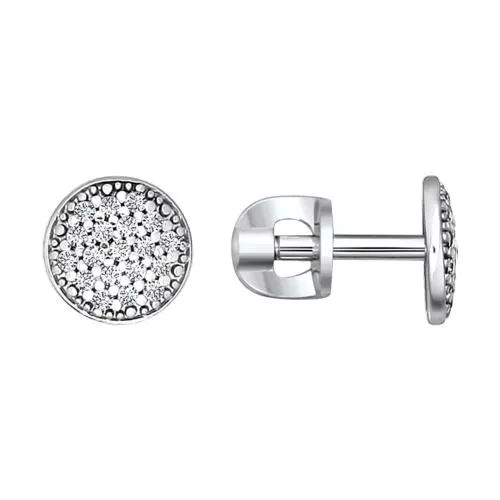 Женские серьги-пусеты из серебра с фианитами