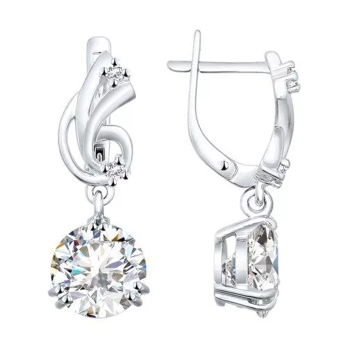 Серьги из серебра с фианитами