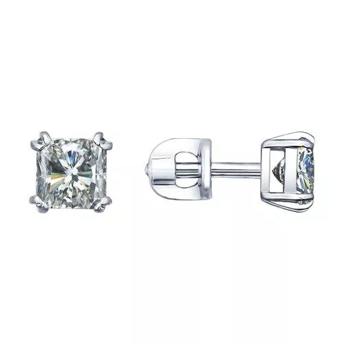 Серьги-пусеты из серебра с фианитами