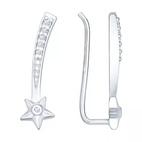 Серьги из серебра с фианитами