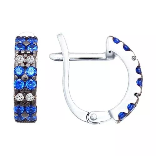 Серьги из серебра с синими фианитами