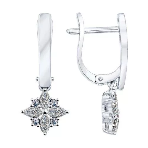 Серьги из серебра с фианитами