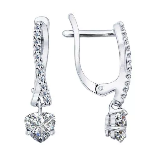 Серьги из серебра с фианитами