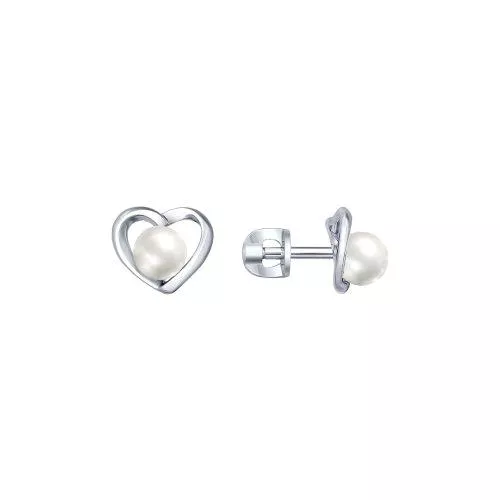 Серьги-пусеты из серебра с жемчугом