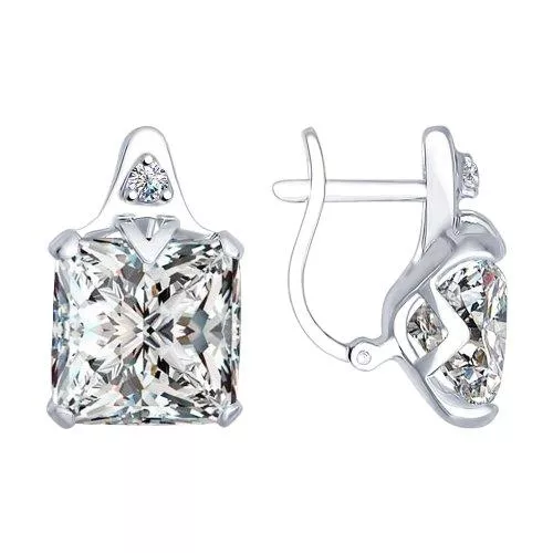 Серьги из серебра с фианитами