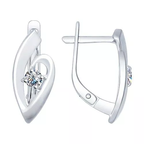 Серьги из серебра с фианитами