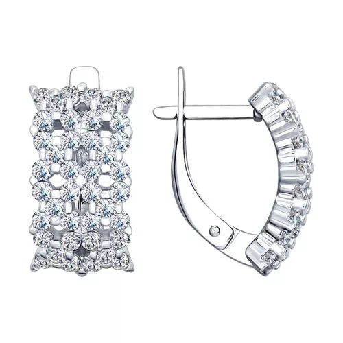 Серьги из серебра с фианитами