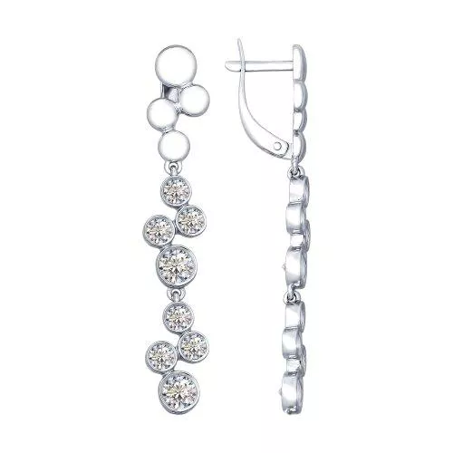 Серьги из серебра с фианитами