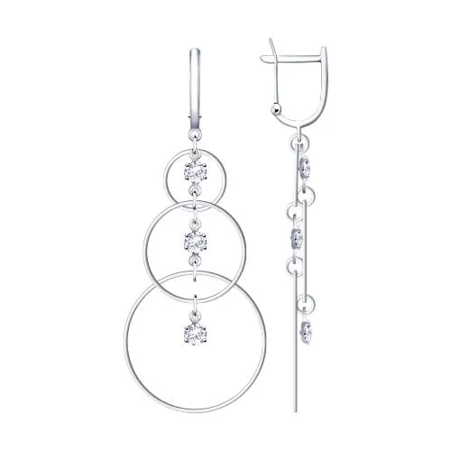 Серьги из серебра с фианитами