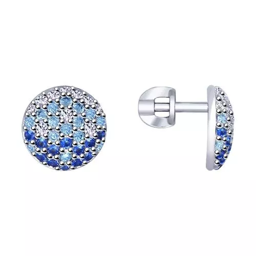 Серьги из серебра с фианитами