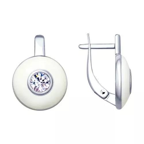 Серьги из серебра с эмалью и фианитами