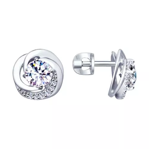 Серьги из серебра с фианитами