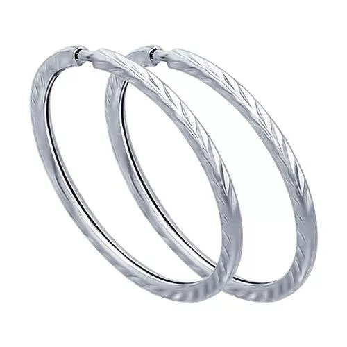 Серьги конго из серебра с алмазной гранью