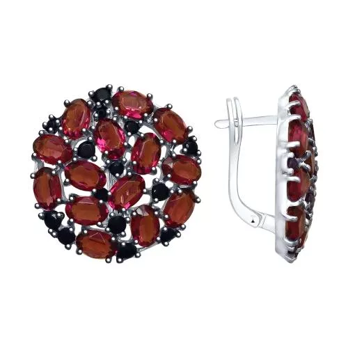 Серьги из серебра с кристаллами Swarovski и фианитами