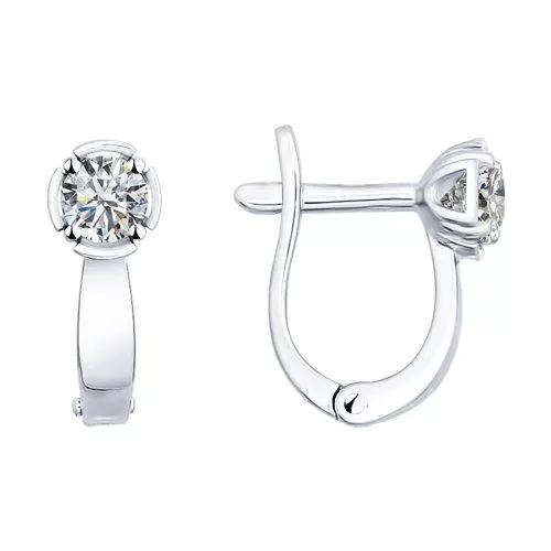 Серьги из серебра с фианитами