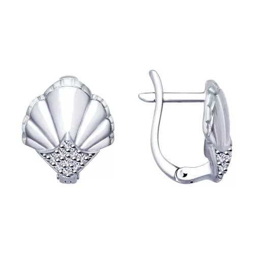 Серьги из серебра с фианитами