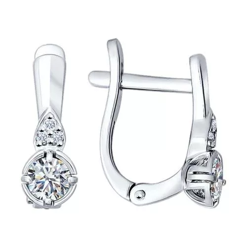 Серьги из серебра с фианитами