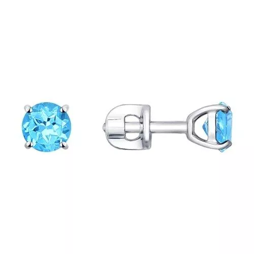 Серьги-пусеты из серебра с топазами