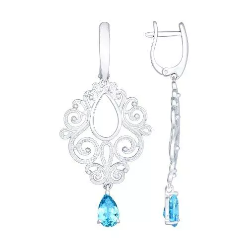 Серьги из серебра с топазами