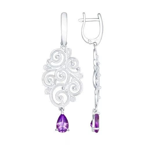 Серьги из серебра с аметистами