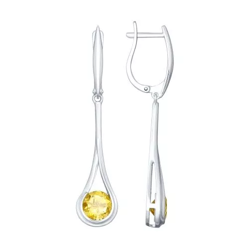 Серьги из серебра с цитринами