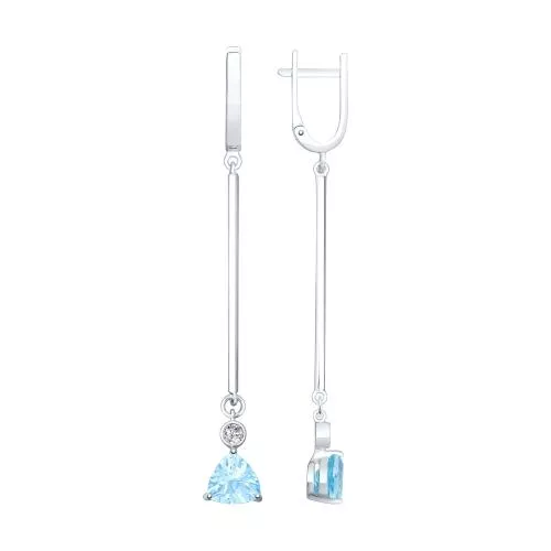 Серьги из серебра с топазами и фианитами