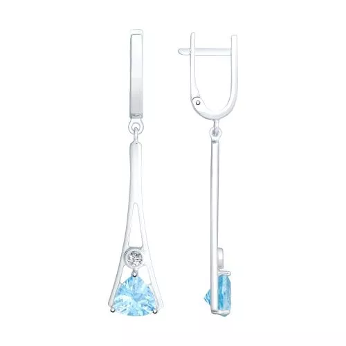 Серьги из серебра с топазами и фианитами