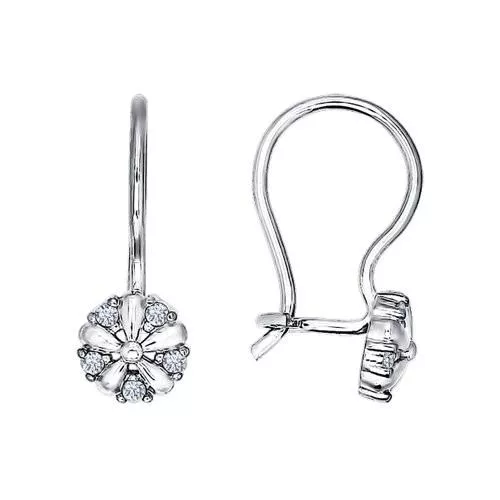 Серьги из серебра с фианитами