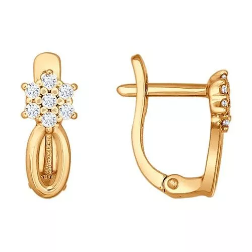 Позолоченные детские серьги с фианитами