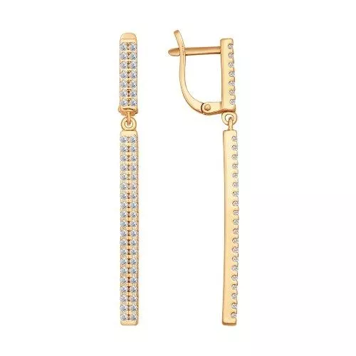 Серьги из золочёного серебра с фианитами