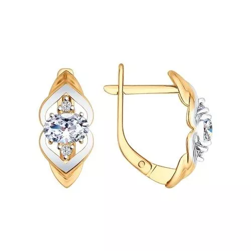 Серьги из золочёного серебра с фианитами