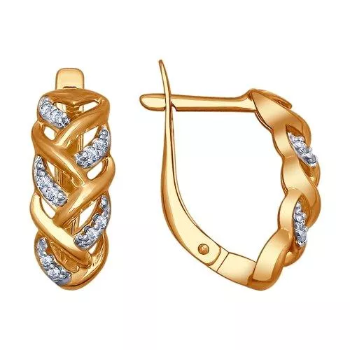 Серьги из золочёного серебра с фианитами