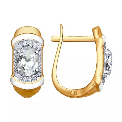 Серьги из золочёного серебра с фианитами