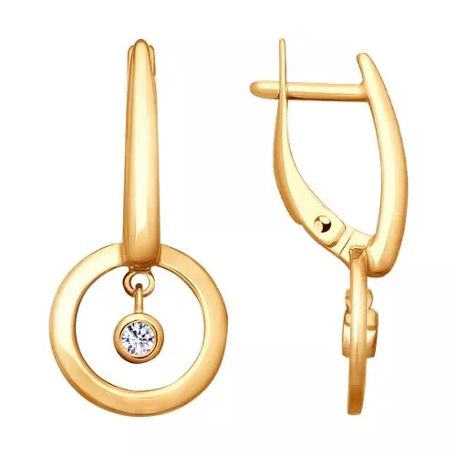 Серьги из золочёного серебра с фианитами