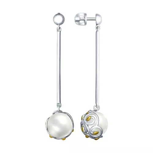 Серьги из золочёного серебра с жемчугом