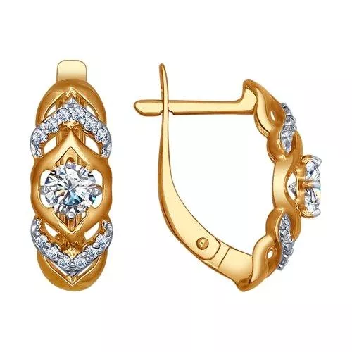 Серьги из золочёного серебра с фианитами