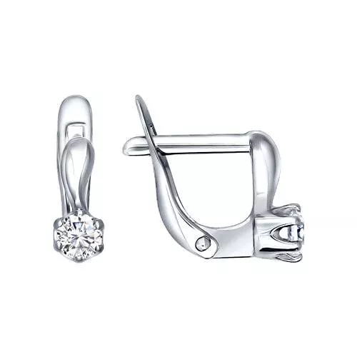 Серьги из серебра с фианитами